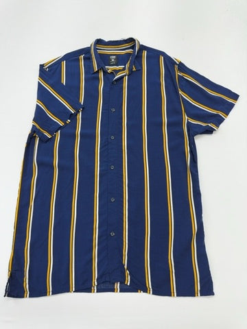 FSbN Mens Blue Striped Slim Fit Button-Up Shirt Size L Slim Fit