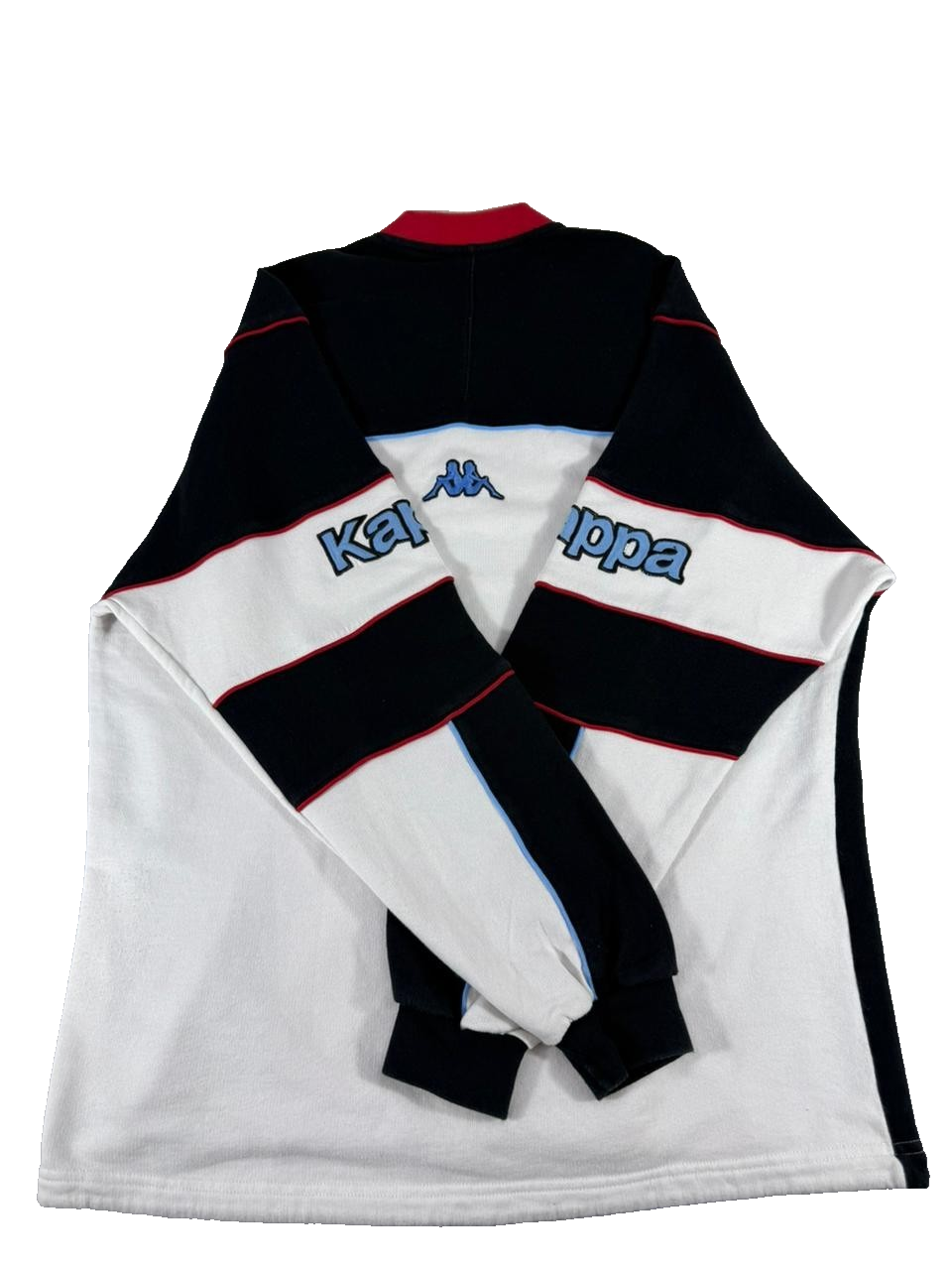 Kappa Men’s Long Sleeve Sweatshirt V-Neck Black White Red Sportswear Size L