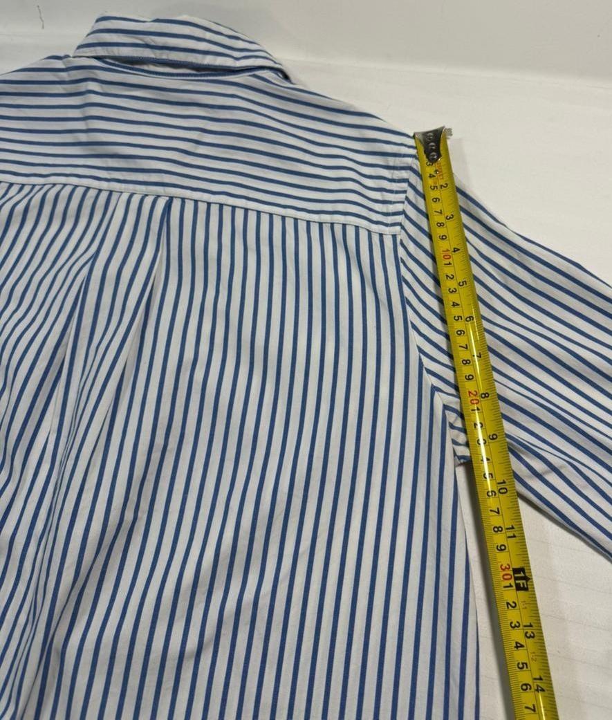 Tommy Hilfiger Women's Blue White Striped Relaxed Fit Button Down Shirt Size S