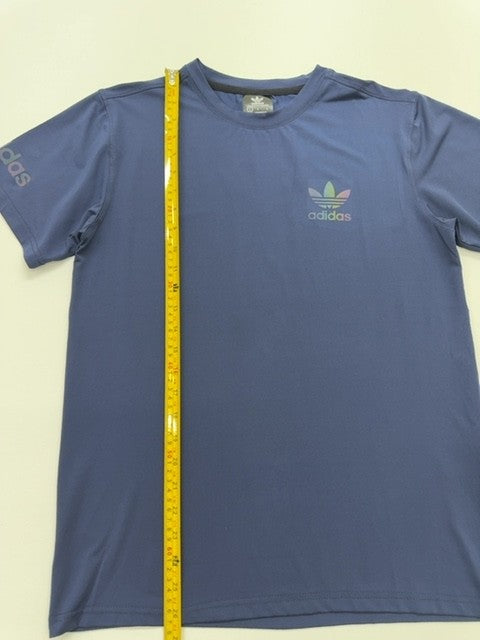 adidas Boys Blue Sports T-Shirt Youth L Tagless Crew Neck 100% Polyester