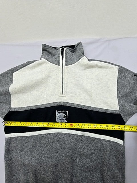 Champion Grey Half-Zip Hoodie Men's S Fleece Mock Neck Regular Fit