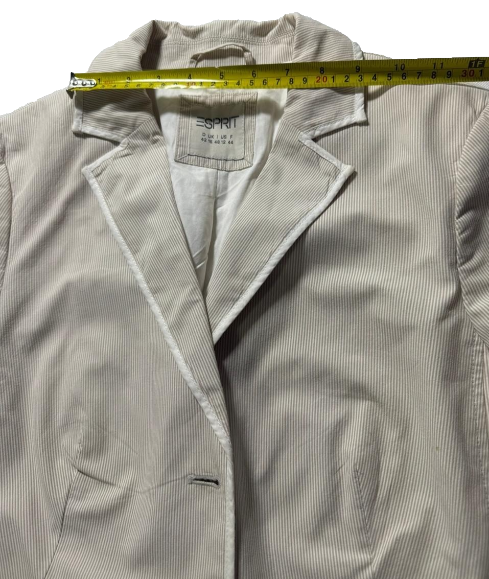Classic Blazer Coat Beige Striped Men's - Size 12