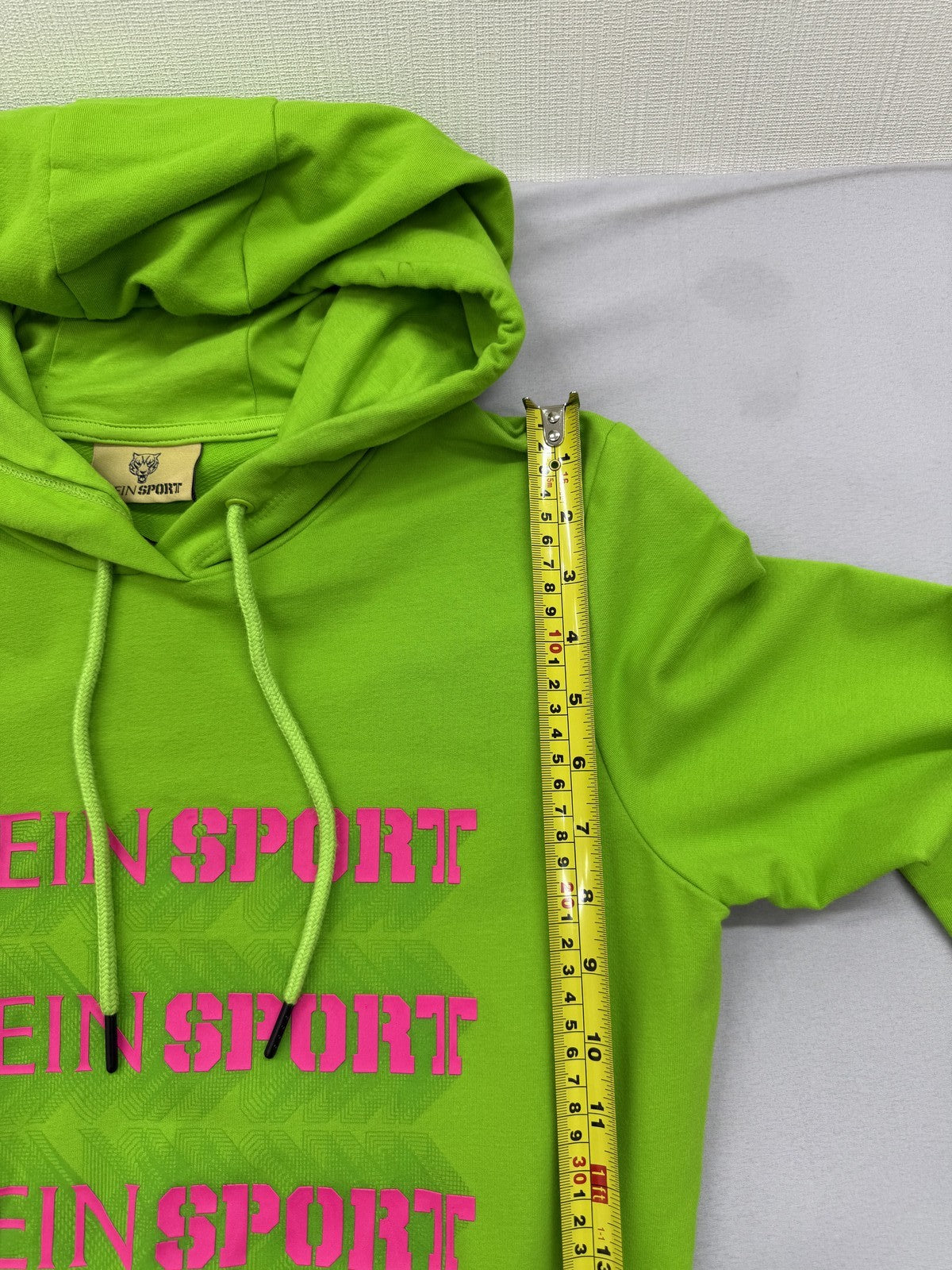 Plein Sport Green Tiger Logo Hoodie S Cotton Blend Unisex