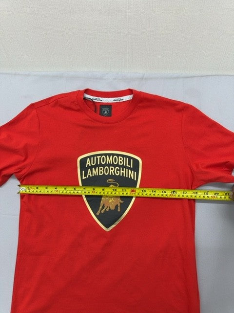 Lamborghini Red Logo T-Shirt Men's M Short Sleeve Crew Neck B3XWBTZ-3043