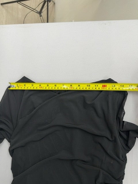 Maggy London Size 6 Black Ruched Sheath Cocktail Dress Long Sleeve