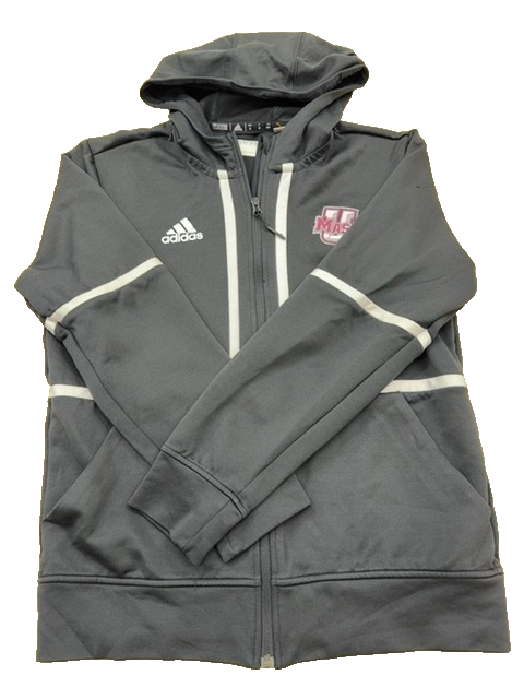 Adidas Men's Grey Climalite Hoodie Size M Zipper White Stripes