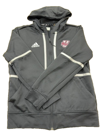 Adidas Men's Grey Climalite Hoodie Size M Zipper White Stripes