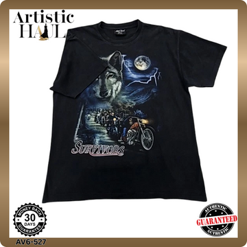 Rock Chang Men's XL Black Biker Graphic T-Shirt Cotton