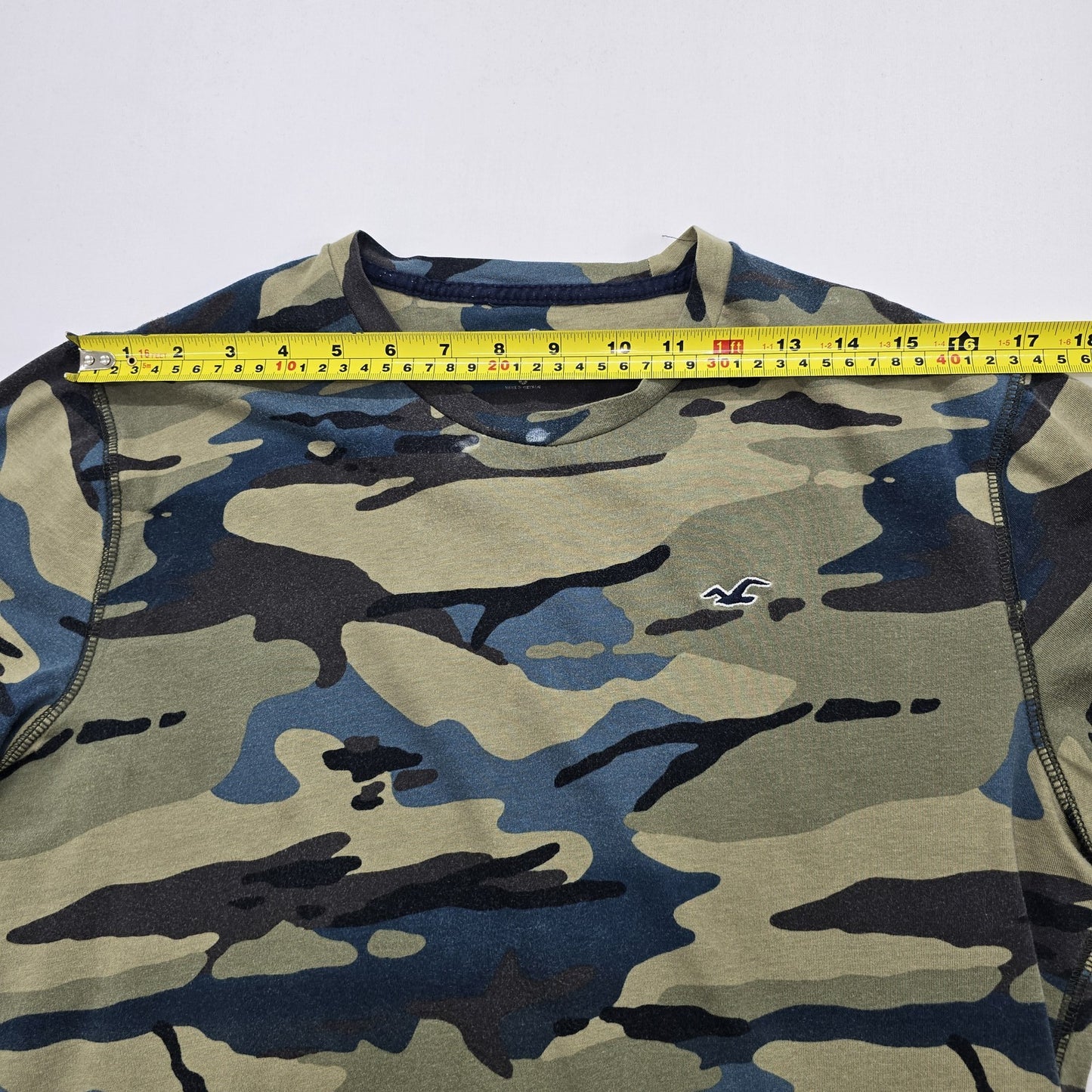 Hollister Boys Camo Logo Green/Blue/Black 3T Cotton Tee Shirt