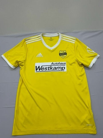 Adidas Unisex Yellow Soccer Jersey V-Neck M Aeroready Short Sleeve