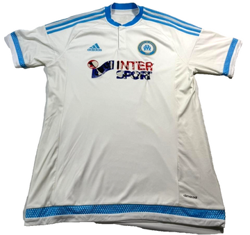 Adidas Olympique De Marseille Football Shirt In White And Light Blue - Size L