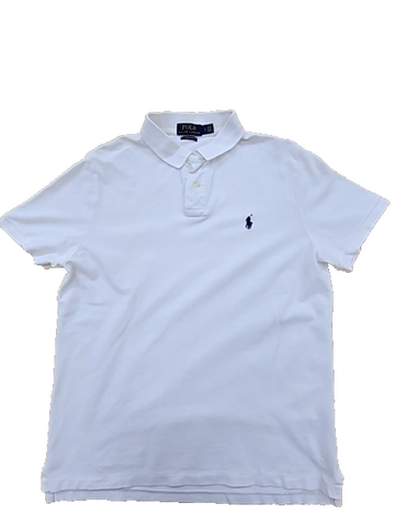 Polo Ralph Lauren White Cotton Polo Shirt Men's Large Short Sleeve