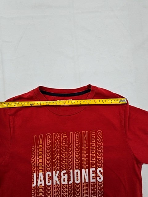 Jack & Jones Red Short Sleeve Men's T-Shirt S Cotton Crew Neck