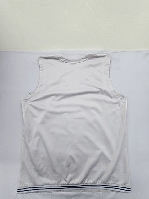 Adidas Men's White Tank Top – Size XXL, Striped, V-Neck