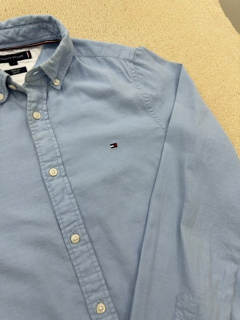 Tommy Hilfiger Men's Blue Flex Slim Fit Long Sleeve Shirt Size S