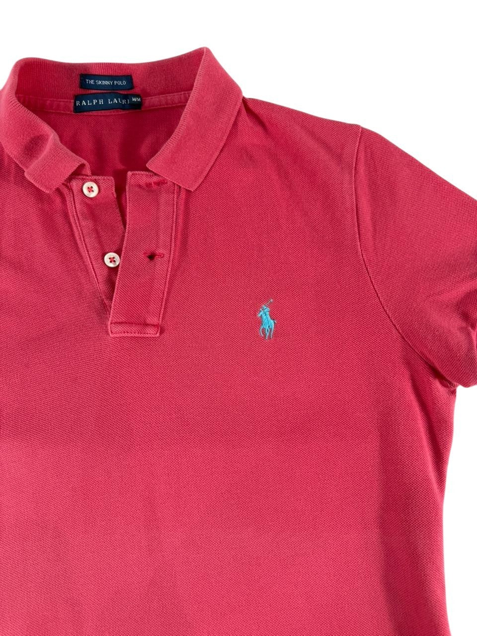 Polo Ralph Lauren Women's Skinny Fit Polo Shirt Pink Short Sleeve Size Medium
