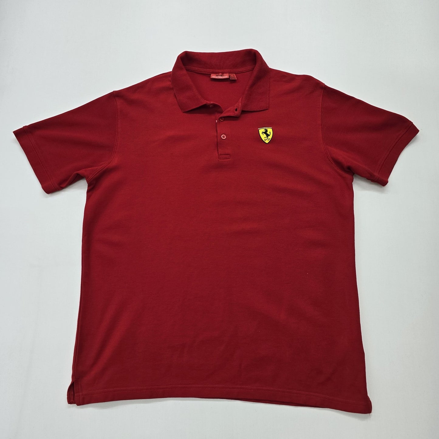 Ferrari Men Red Polo Pique Knit 3XL Button Placket Logo Patch Regular
