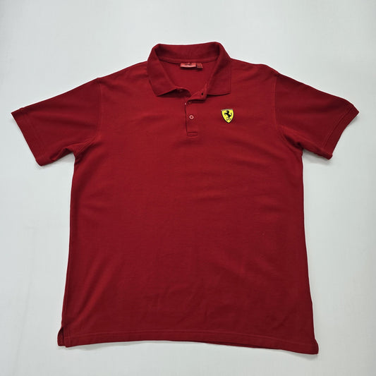 Ferrari Men Red Polo Pique Knit 3XL Button Placket Logo Patch Regular