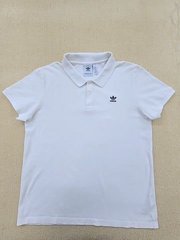 Adidas Polo Shirt White XL Short Sleeve Button-Down Solid Unisex
