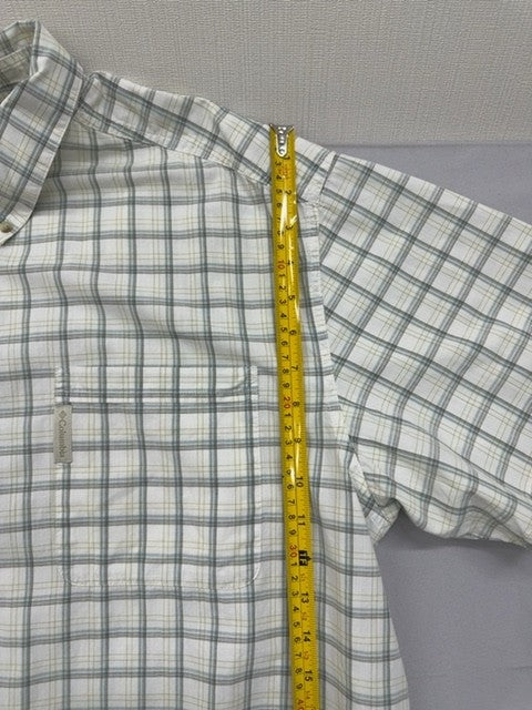 Columbia XXL White Plaid Cotton Button-Down Shirt