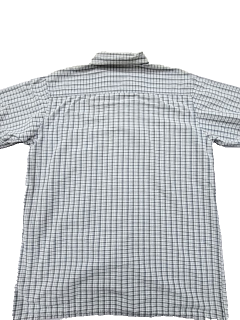 Dickies Men's Gray White Gingham Short Sleeve Button Down Shirt L