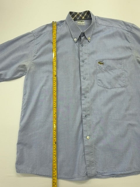 Lacoste Men Light Blue Button-Down Poplin Shirt XL Chest Pocket Regular