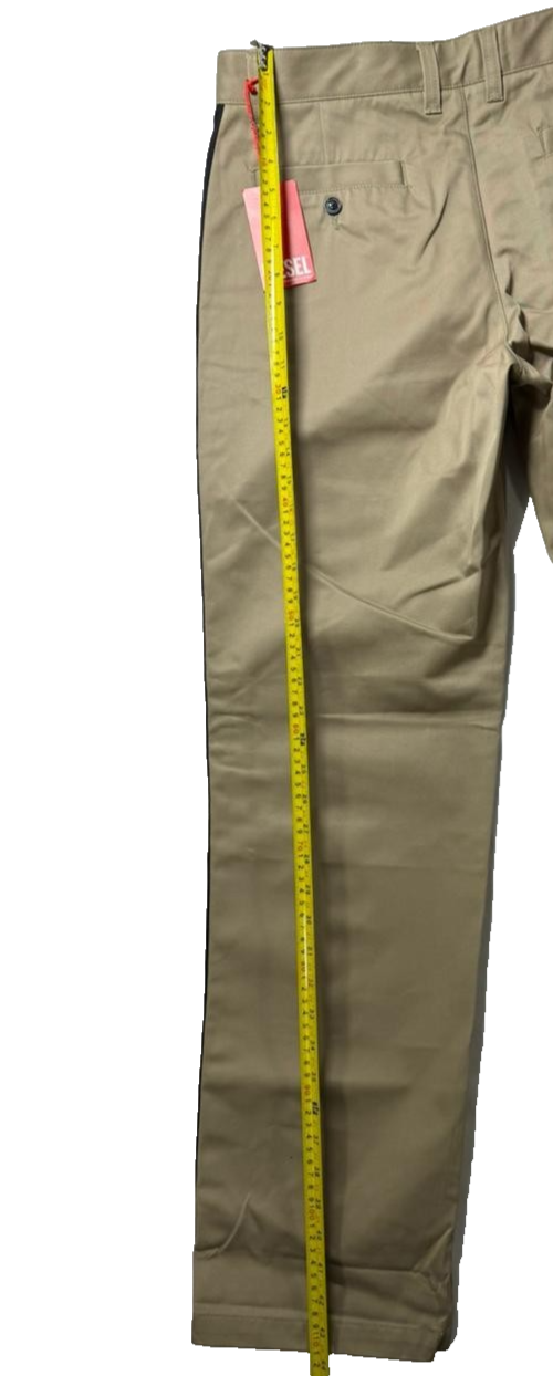 Diesel Men's Beige Chino Pants with Black Side Stripe | 32 | MADE IN INDIA| NWT