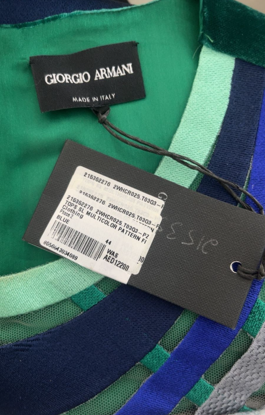 BNWT Armani Collezioni Sleeveless Top With Geometric Patch Work - Size 44