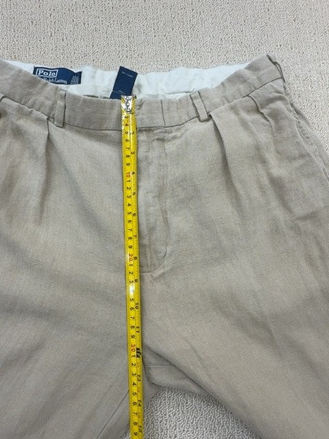 Polo Ralph Lauren Men's Beige Pleated Linen Pants Straight Leg Reg