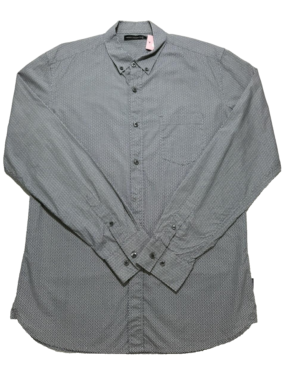 French Connection Men's Shirt - Dark Navy Ditsy Slim Long Sleeve Formal - Size M