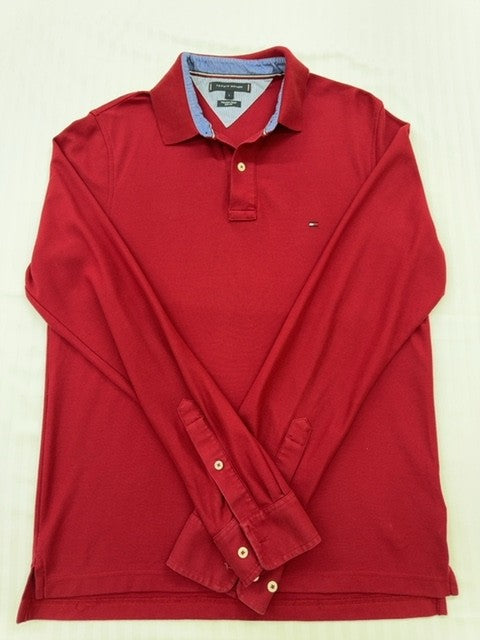 Tommy Hilfiger Men's Primary Red Slim Fit Polo Shirt Size L