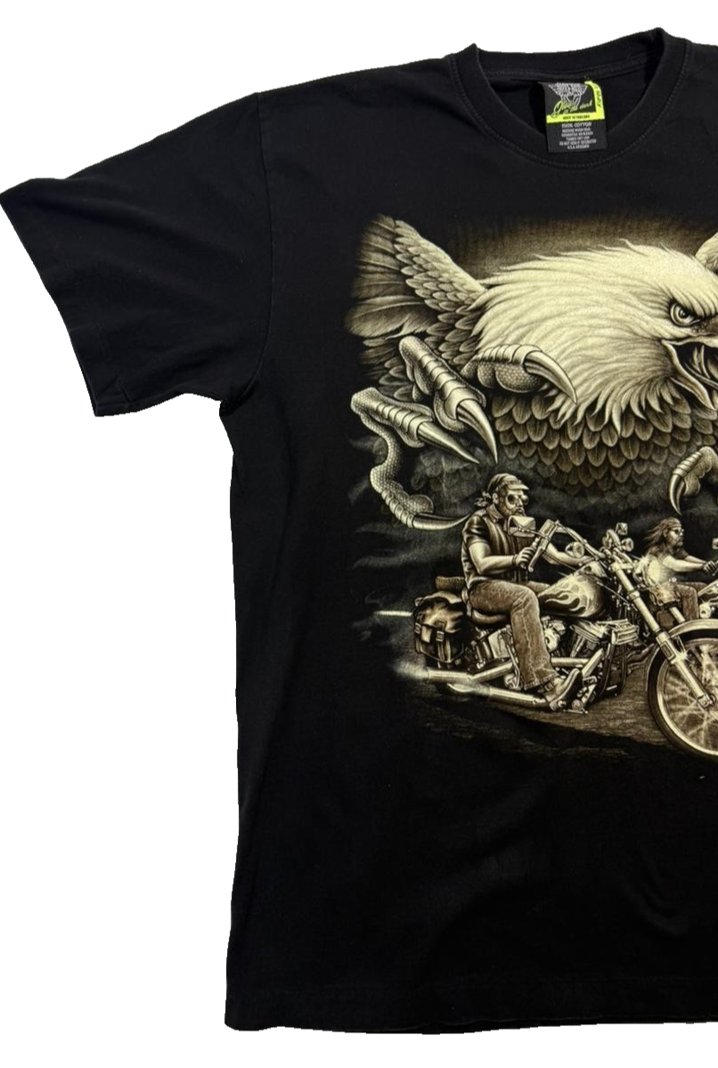 Vintage Rock Eagle Glow In The Dark T-Shirt Men's XL Biker Eagle Live To Ride