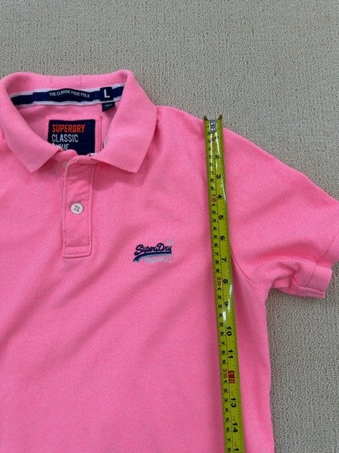 Superdry Men's Pink Classic Pique Polo Shirt Size L