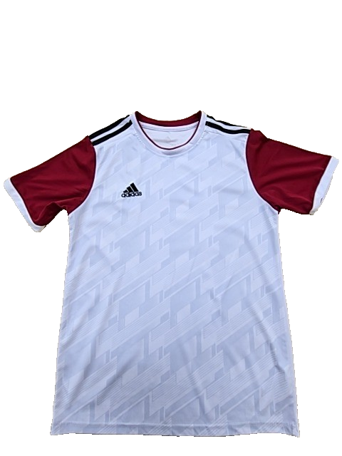 Adidas White/Red Soccer Jersey Short Sleeve 3-Stripes Unisex Adult