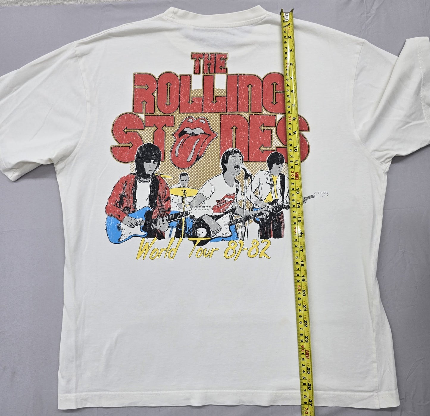 1981 Rolling Stones Vintage White Cotton T-Shirt Med M Men's