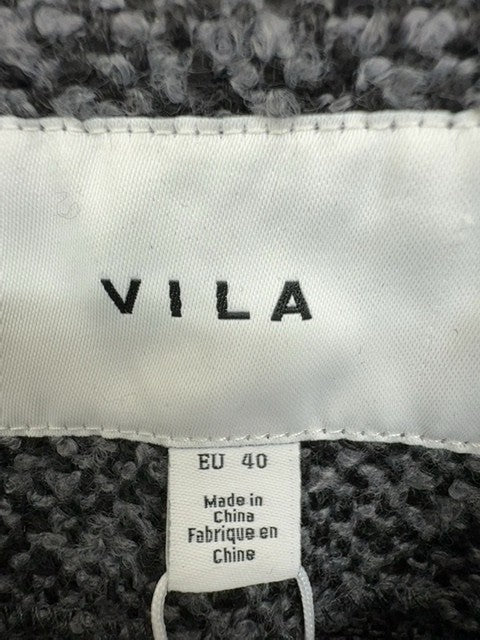 Vila Grey Melange Button Jacket Women Short Boxy Long Sleeve