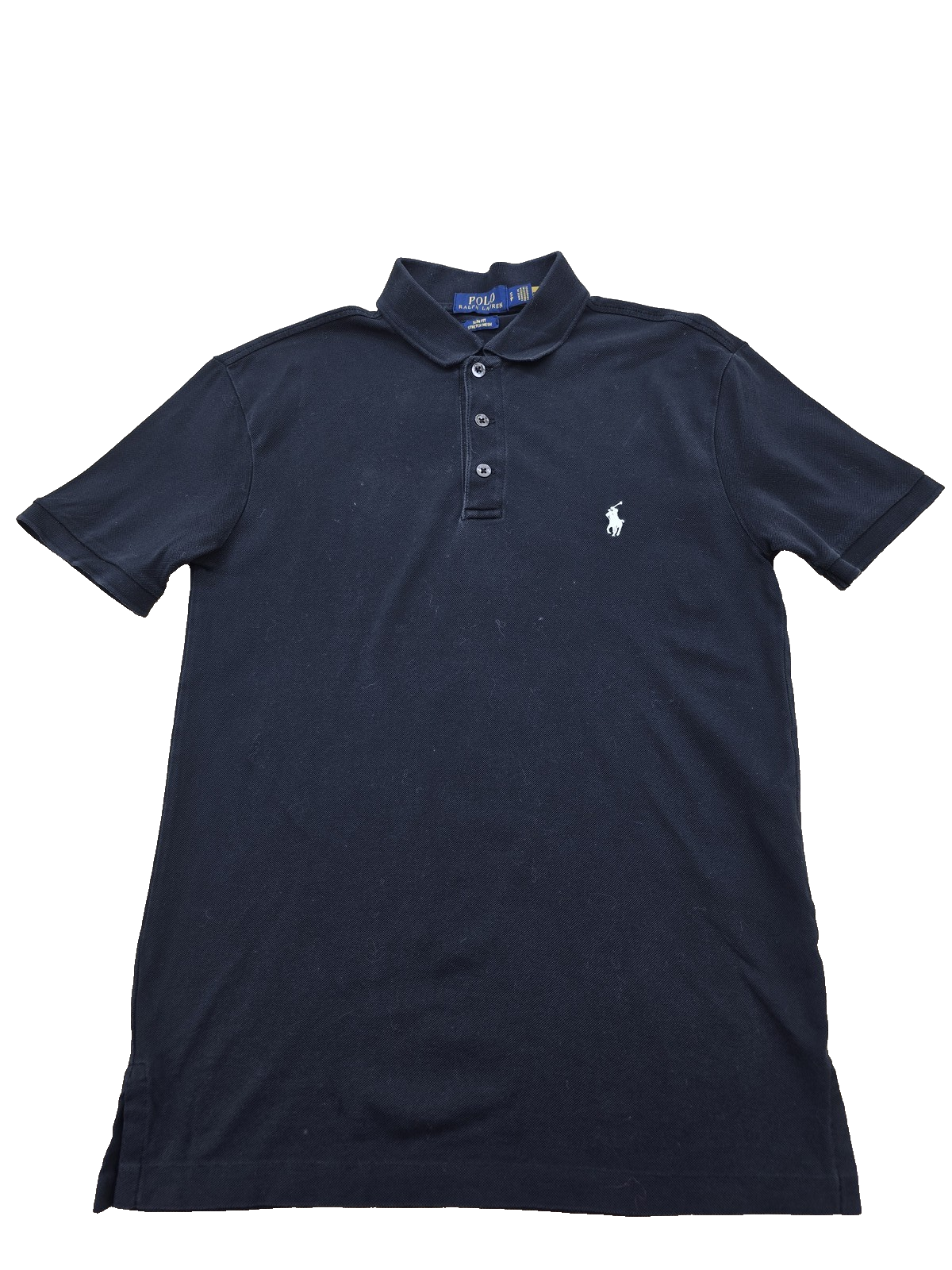 Polo Ralph Lauren Slim Fit Navy Cotton Mesh Polo S Short Sleeve
