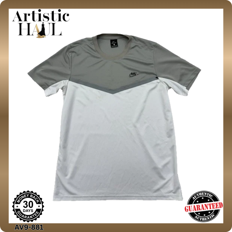 Nike Men's L Grey/White Dri-FIT Color Block T-Shirt