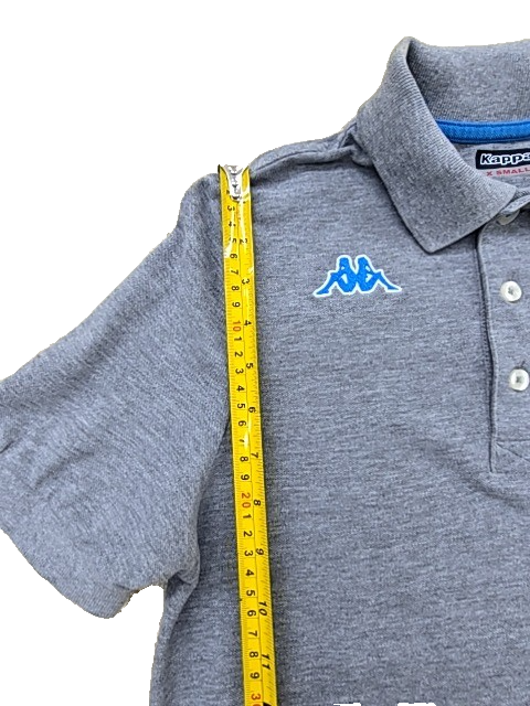 Kappa Gray Cotton Polo Shirt Men's XS Short Sleeve Button Closure