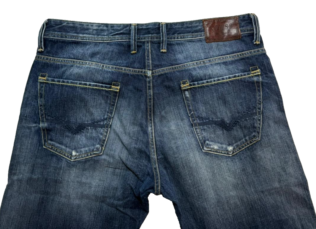Guess Rebel Regular Straight Denim Men's Blue Jeans Cotton Casual Pants Size 33