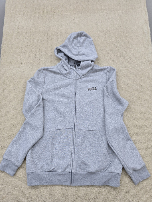Puma Men's Gray Hoodie – Size L, Slim Fit, Full Zip