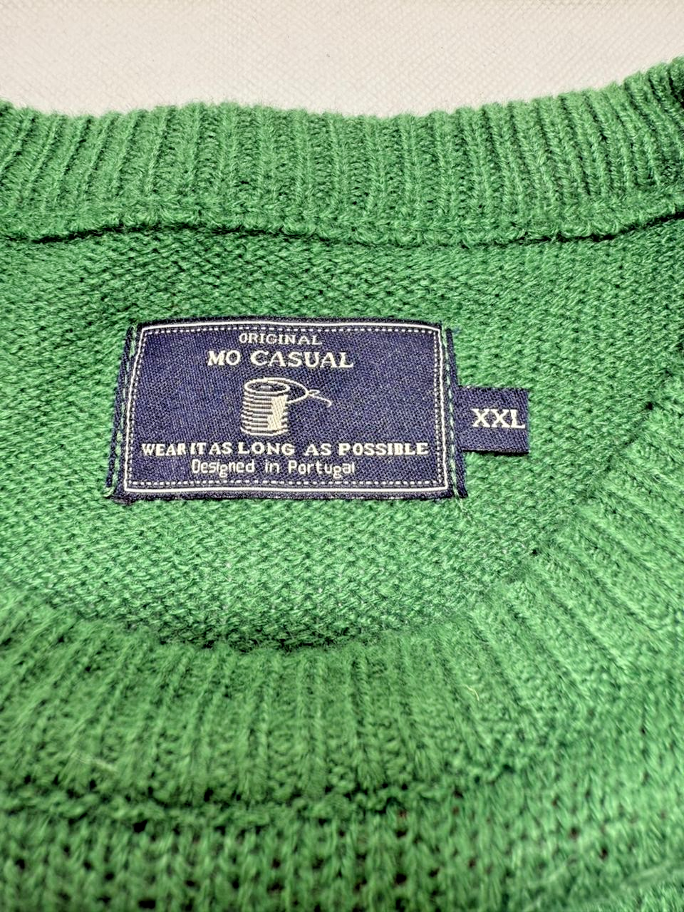 Original Mo Casual Wear Christmas Sweater Green Long Sleeve Pullover Size 2Xl