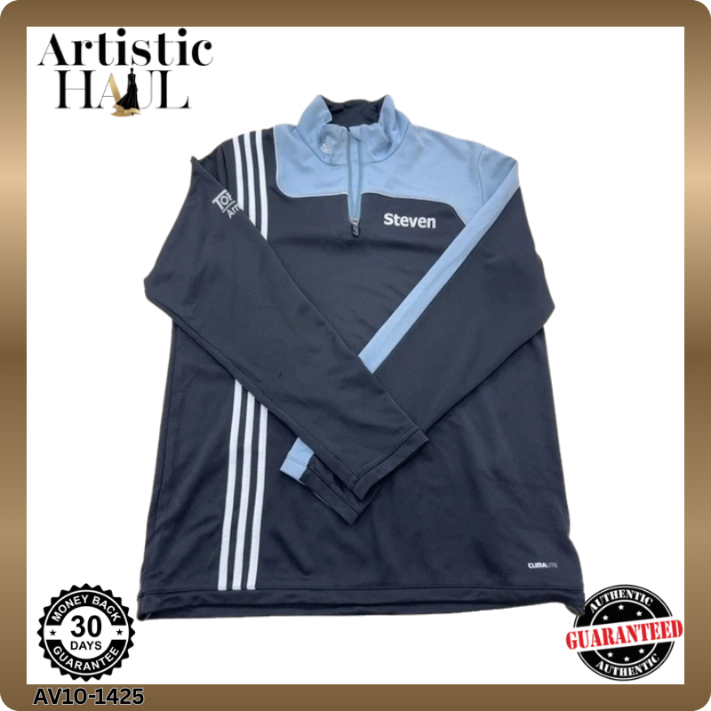 Adidas Men's Navy XXL Track Jacket ClimaLite Stripes Zipper