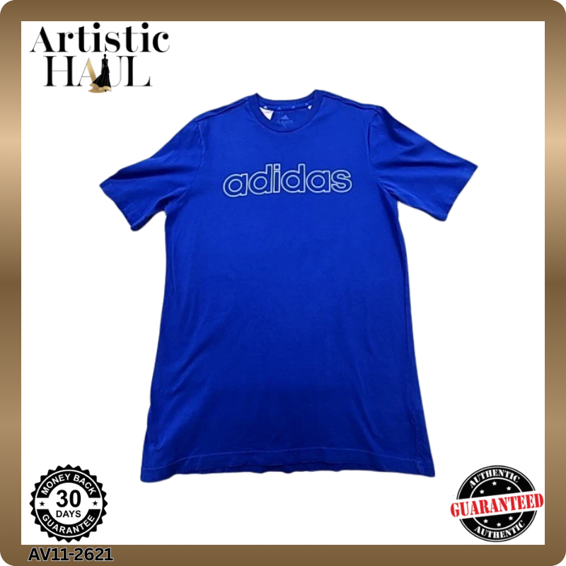 Adidas Boys Blue Graphic T-Shirt XL Short Sleeve Cotton Crew