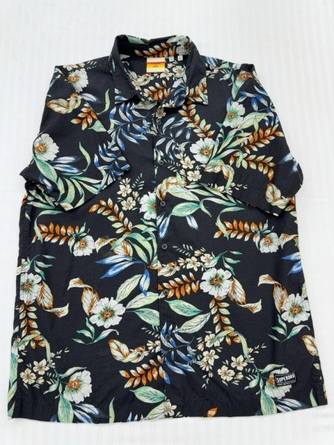 Superdry Men's Black Floral Slim Fit Shirt Size L