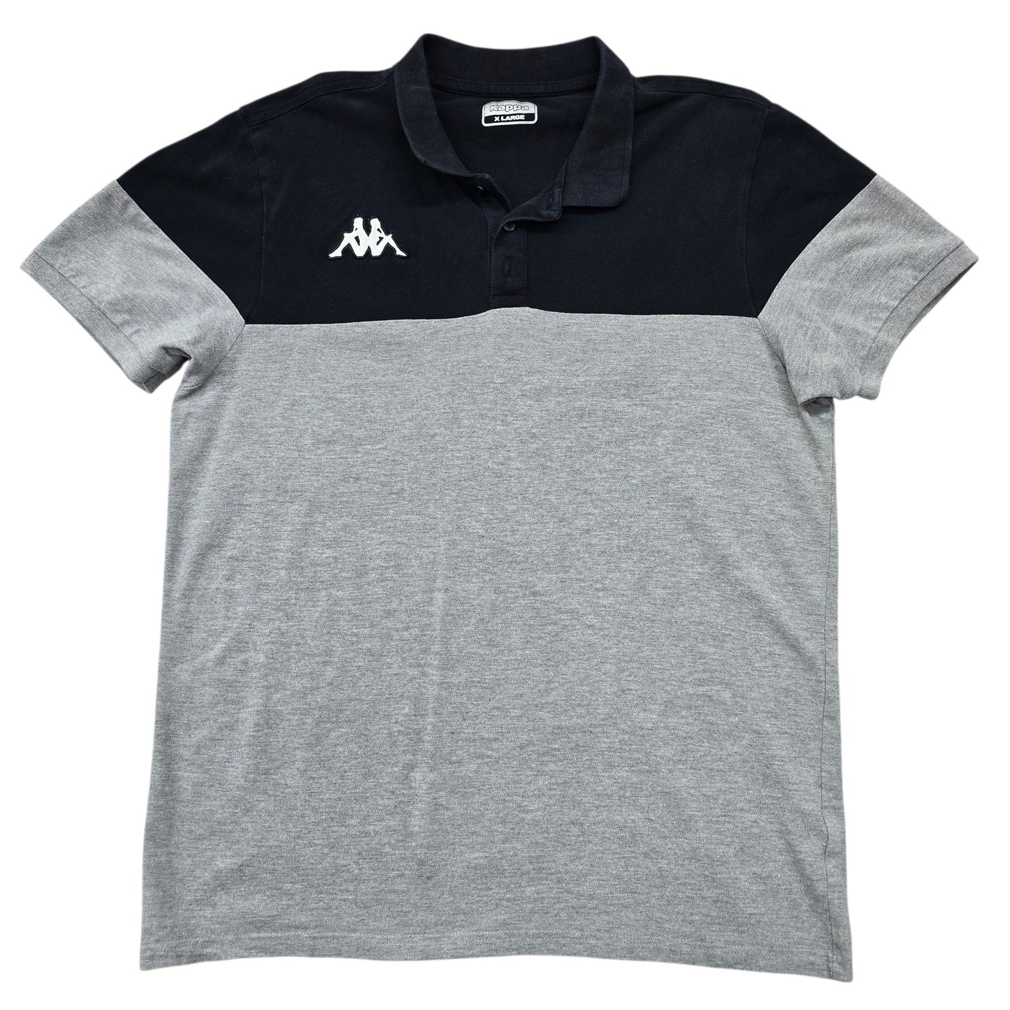 Kappa Men's Grey Black Color Block Polo Shirt XL