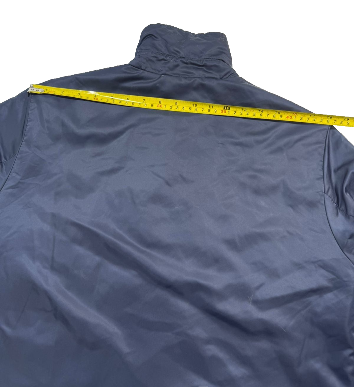 Champion Men's Navy Coach Jacket Logo Tape Sleeves Quilted Lining Size M