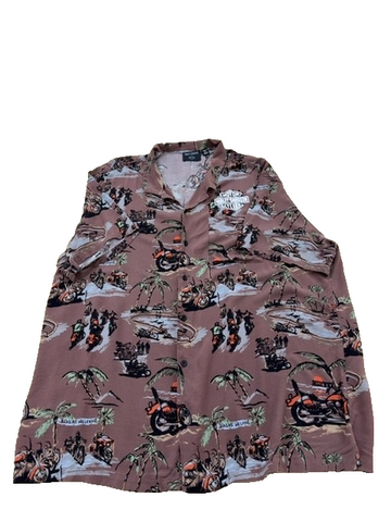 Harley-Davidson Men's Aloha Shirt XL Short Sleeve Rayon Multicolor