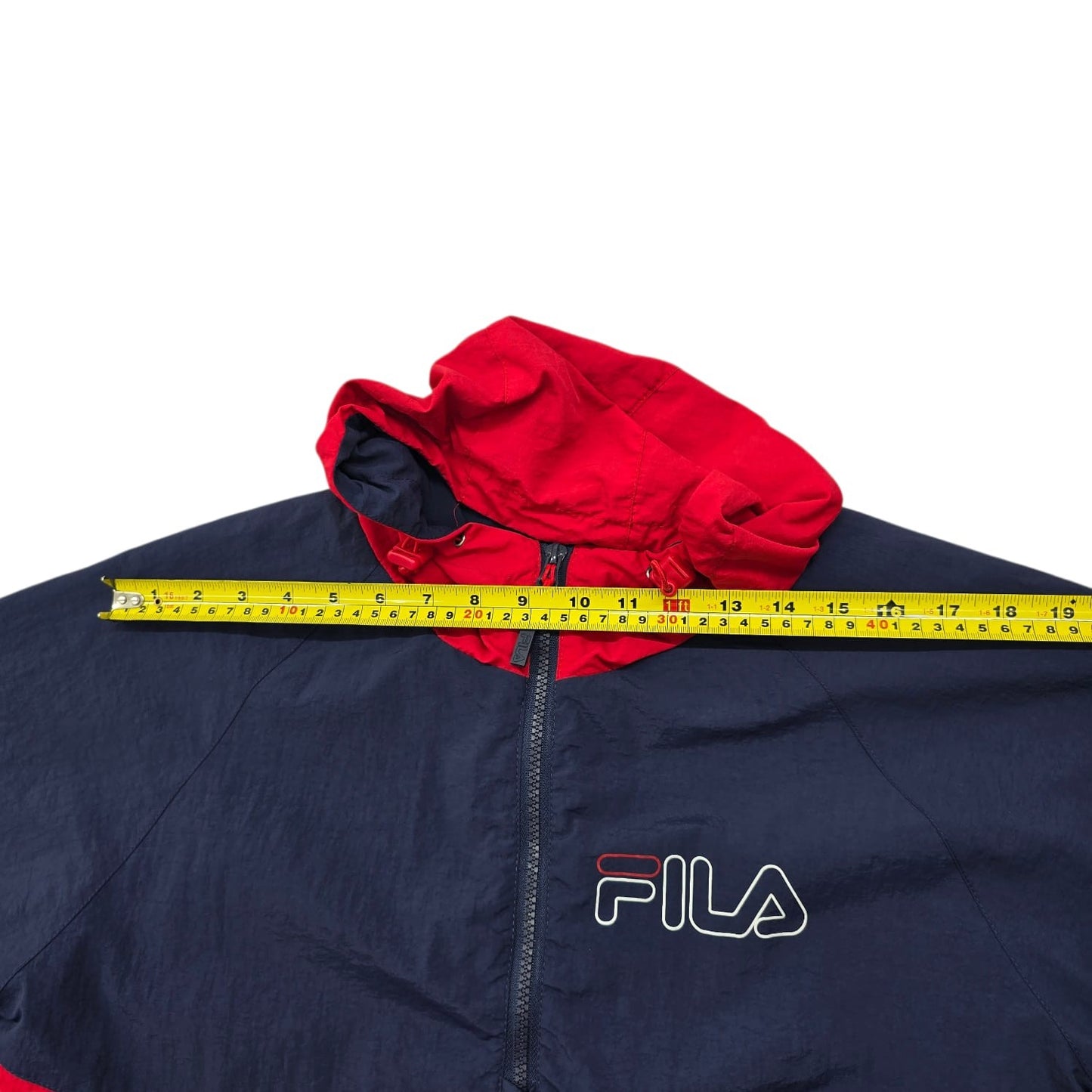 Fila Unisex Vintage Navy Red Track Jacket XS Full Zip Hood