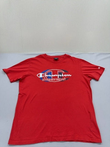 Champion Men's Red Short Sleeve T-Shirt L Crewneck 100% Cotton 21135